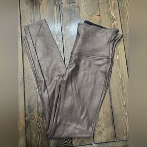 Womens SPANX Red Label Brown Faux Leather Shapewear/slimming Leggings Size LARGE